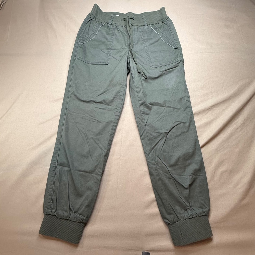 Vanilla Star Olive Green Utility Jogger Pants Size 1 Drawstring Ribbed Cuffs